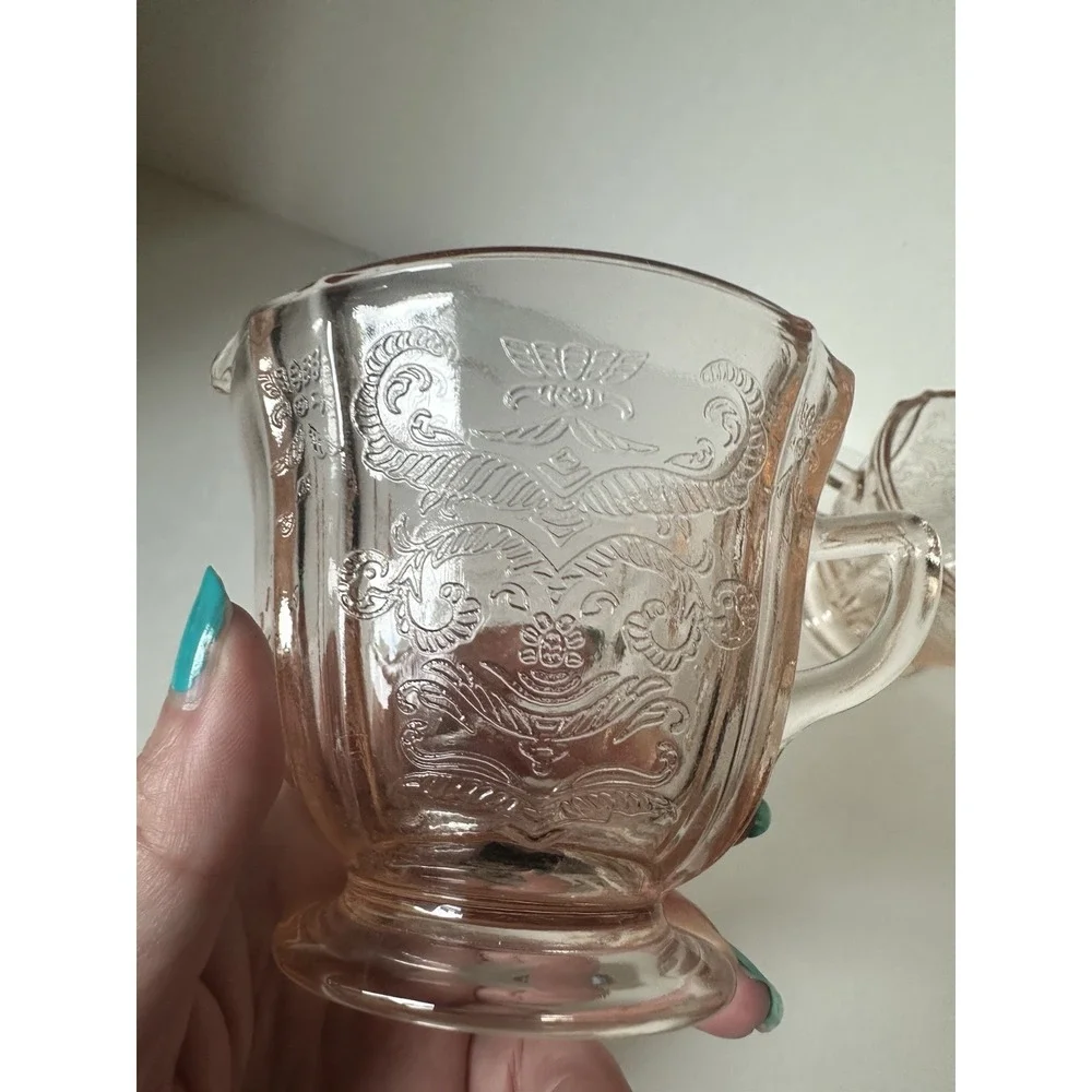Vintage Indiana Pink Depression Glass Madrid Cream & Sugar 1930's